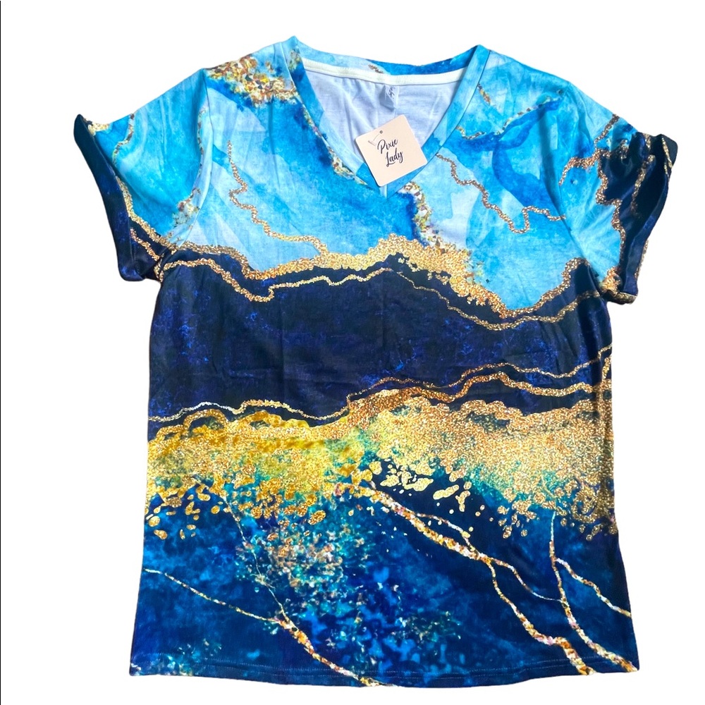 Pixie Lady Marble Swirl V -Neck Shirt